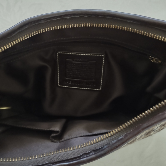 Coach leather tweed plaid tartan hobo bag shoulder handbag vintage - Picture 6 of 11